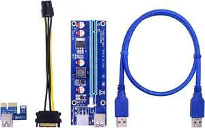 10PCS VER009S PCI-E Riser Card PCIE 1X to 16X Extender with LED Indicator + 0.6M USB 3.0 Cable / 6Pin Power Cord 10PCS VER009S PCI-E Riser Card PCIE 1X to 16X Extender with LED Indicator + 0.6M USB 3.0 Cable / 6Pin Power Cord