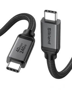 Silkland USB 4 for Long Thunderbolt 4 Cable 10FT, 40Gbps/8K Display/240W Charging, Braided USB C Thunderbolt 3 Cable 3M, USB C Video Cable Compatible for MacBook, iPhone 17/16, SSD, Monitor Silkland USB 4 for Long Thunderbolt 4 Cable 10FT, 40Gbps/8K Display/240W Charging, Braided USB C Thunderbolt 3 Cable 3M, USB C Video Cable Compatible for MacBook, iPhone 17/16, SSD, Monitor