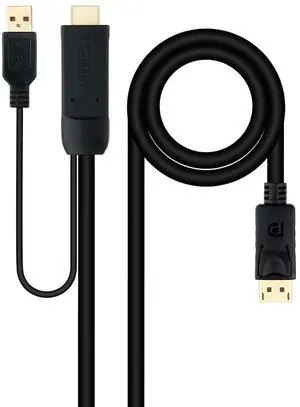 HDMI to DisplayPort Converter Cable with Male Connectors on Both Ends - Black - 1.8m Length - Ideal for Connecting HDMI Devices to DP Displays HDMI to DisplayPort Converter Cable with Male Connectors on Both Ends - Black - 1.8m Length - Ideal for Connecting HDMI Devices to DP Displays