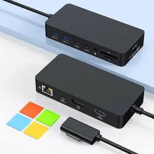 New Surface Docks Triple Displays 4K HDMI+DP+Thunderbolt 4, 12 in 1 Microsoft Surface Docking Station with 120W Power Adapter for Surface Pro 11/10/9/8, Surface Book Go,Surface Laptop New Surface Docks Triple Displays 4K HDMI+DP+Thunderbolt 4, 12 in 1 Microsoft Surface Docking Station with 120W Power Adapter for Surface Pro 11/10/9/8, Surface Book Go,Surface Laptop
