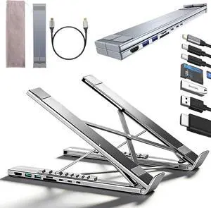 8-in-1 USB-C Laptop Docking Station Stand, Laptop Stand with Docking Station with 4K HDMI, 100W PD & 5 USB Ports, Foldable Multiport Adapter for USB-C Laptops, Sophisticated Power, Simplified (1Pc) 8-in-1 USB-C Laptop Docking Station Stand, Laptop Stand with Docking Station with 4K HDMI, 100W PD & 5 USB Ports, Foldable Multiport Adapter for USB-C Laptops, Sophisticated Power, Simplified (1Pc)