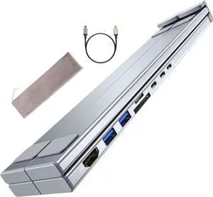 Laptop Docking Hub - Eight in Adapter, USB C Station, Foldable Stand Design, Five Gbps Data, Portable Computer Holder, Office Home Use, Study Game Setup Enhancing Productivity workflow During Laptop Docking Hub - Eight in Adapter, USB C Station, Foldable Stand Design, Five Gbps Data, Portable Computer Holder, Office Home Use, Study Game Setup Enhancing Productivity workflow During