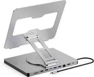 LICAEVEY Laptop Docking Station Stand, 10 in 1 USB C Hub with 100W PD Charging 4K HDMI Gigabit Ethernet Foldable Riser for Laptops Under 16 Inches LICAEVEY Laptop Docking Station Stand, 10 in 1 USB C Hub with 100W PD Charging 4K HDMI Gigabit Ethernet Foldable Riser for Laptops Under 16 Inches