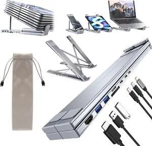 8-in-1 USB C Laptop Docking Station Stand with 4K HDMI, 100W PD, Dual USB 3.0, SD/TF Card Reader, Foldable Aluminum Laptop Stand Hub for USB-C Laptops (Upgraded 8-in-1 * 1PC) 8-in-1 USB C Laptop Docking Station Stand with 4K HDMI, 100W PD, Dual USB 3.0, SD/TF Card Reader, Foldable Aluminum Laptop Stand Hub for USB-C Laptops (Upgraded 8-in-1 * 1PC)