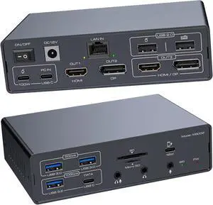 3 Monitor Docking Station for MacBook M1/M2/M3/M4, DisplayLink USB C Dock 19-in-1, Triple 4K@60Hz HDMI/DisplayPort, 100W PD Pass-Through, USB 3.2 10Gbps, Ethernet, SD/TF, Audio 3 Monitor Docking Station for MacBook M1/M2/M3/M4, DisplayLink USB C Dock 19-in-1, Triple 4K@60Hz HDMI/DisplayPort, 100W PD Pass-Through, USB 3.2 10Gbps, Ethernet, SD/TF, Audio