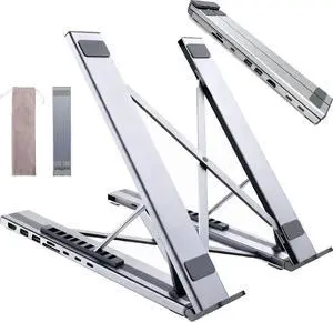 8-in-1 USB-C Laptop Docking Station Stand, Foldable Laptop Stand with Docking Station, Adjustable Computer Holder, Ergonomic Universal Laptop Holder,Silver 8-in-1 USB-C Laptop Docking Station Stand, Foldable Laptop Stand with Docking Station, Adjustable Computer Holder, Ergonomic Universal Laptop Holder,Silver