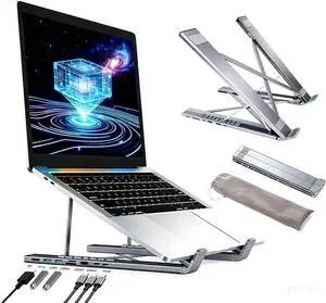 Portable Laptop Docking Station Stand 8-in-1, USB C Hub Riser with HDMI PD for Travel Home Work Desk-1 Set Portable Laptop Docking Station Stand 8-in-1, USB C Hub Riser with HDMI PD for Travel Home Work Desk-1 Set