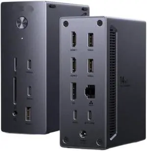 14-in-1 USB Hub Docking Station Type-C to 4K120Hz DP 4K60Hz 2xHDMI SD TF RJ45 10Gbps USB-A C PD DC Compatible with Laptop PC 14-in-1 USB Hub Docking Station Type-C to 4K120Hz DP 4K60Hz 2xHDMI SD TF RJ45 10Gbps USB-A C PD DC Compatible with Laptop PC