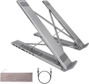 Genérico Laptop Stand with Docking Station | 8 in 1 Hub with Portable Stand | Data Transfer to 5Gbps, Foldable Riser with USB Ports - for Desk, Genérico Laptop Stand with Docking Station | 8 in 1 Hub with Portable Stand | Data Transfer to 5Gbps, Foldable Riser with USB Ports - for Desk,