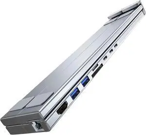 Professional 9 Port Dock with Aluminum Body 2 Monitor and Foldable Stand for Tablets Portable Laptop Hubs with Gigabit Ethernet Professional 9 Port Dock with Aluminum Body 2 Monitor and Foldable Stand for Tablets Portable Laptop Hubs with Gigabit Ethernet