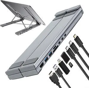 Laptop Docking Station With Adjustable Stand, SD/TF Card Slots, USB 3.0 Ports, 100W Fast Charging, Aluminum Alloy Laptop Stand Holder For Home Office Laptop Docking Station With Adjustable Stand, SD/TF Card Slots, USB 3.0 Ports, 100W Fast Charging, Aluminum Alloy Laptop Stand Holder For Home Office