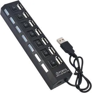 4/7 Ports USB 2.0 Hub Power Adapter Splitter Switch Docking Station LDE Light for PC Computer Laptop Notebook(7 Ports) 4/7 Ports USB 2.0 Hub Power Adapter Splitter Switch Docking Station LDE Light for PC Computer Laptop Notebook(7 Ports)