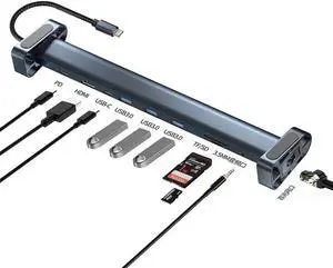 10 in 1 USB C HUB Docking Station Multi Port Type C USB 3.0 SD/Micro Card Reader RJ45 Laptop USB Hubs Adapter Laptop Stand for MacBook Laptop Accessories 10 in 1 USB C HUB Docking Station Multi Port Type C USB 3.0 SD/Micro Card Reader RJ45 Laptop USB Hubs Adapter Laptop Stand for MacBook Laptop Accessories