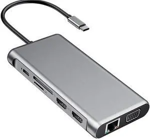 Daguys 12 in 1 HDMI x2 + USB3.0 + USB2.0 + PD Charging + VGA + RJ45 + 3.5mm Jack + TF/SD x2 Type-C/USB-C HUB Docking Station Daguys 12 in 1 HDMI x2 + USB3.0 + USB2.0 + PD Charging + VGA + RJ45 + 3.5mm Jack + TF/SD x2 Type-C/USB-C HUB Docking Station
