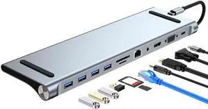 Daguys AD-059 11 in 1 USB-C/Type-C to 4K HDMI + VGA + SD/TF Card Slot + Gigabit Ethernet + 3.5mm AUX + USB-C/Type-C + 4 USB 3.0 Multifunctional Docking Station HUB Daguys AD-059 11 in 1 USB-C/Type-C to 4K HDMI + VGA + SD/TF Card Slot + Gigabit Ethernet + 3.5mm AUX + USB-C/Type-C + 4 USB 3.0 Multifunctional Docking Station HUB