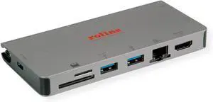 ROLINE - USB Type C Docking Station, HDMI 4K, VGA, 2 USB 3.2 Gen 1, LAN, PD, Card Reader, Grey ROLINE - USB Type C Docking Station, HDMI 4K, VGA, 2 USB 3.2 Gen 1, LAN, PD, Card Reader, Grey