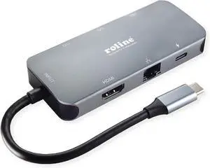 ROLINE USB 3.2 Gen 2 Type C Multiport Docking Station, 4K HDMI, LAN ROLINE USB 3.2 Gen 2 Type C Multiport Docking Station, 4K HDMI, LAN