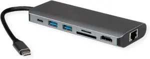ROLINE Docking Station USB Type C, 8K30 HDMI, USB 3.2 Gen 1 (Type-A), PD, LAN, SD/MicroSD ROLINE Docking Station USB Type C, 8K30 HDMI, USB 3.2 Gen 1 (Type-A), PD, LAN, SD/MicroSD
