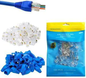 RJ45 Cat6 Pass Through Connectors with Strain Relief Boots RJ45 Cat6 Pass Through Connectors with Strain Relief Boots