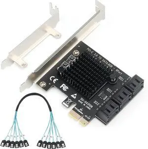 PCIe to 6-Port SATA 3.0 Expansion Card for 4K Video Editing Storage, ASM1166 Chipset, 6Gbps SSD/HDD Adapter with Heatsink, Plug & Play for Windows/Mac/Linux/NAS PCIe to 6-Port SATA 3.0 Expansion Card for 4K Video Editing Storage, ASM1166 Chipset, 6Gbps SSD/HDD Adapter with Heatsink, Plug & Play for Windows/Mac/Linux/NAS
