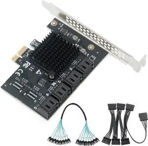8-Port SATA III 6Gbps PCIe Card - 4K Video Editing Storage, Multi-OS/Mining/Server, ASM1064 Chipset with Cables 8-Port SATA III 6Gbps PCIe Card - 4K Video Editing Storage, Multi-OS/Mining/Server, ASM1064 Chipset with Cables