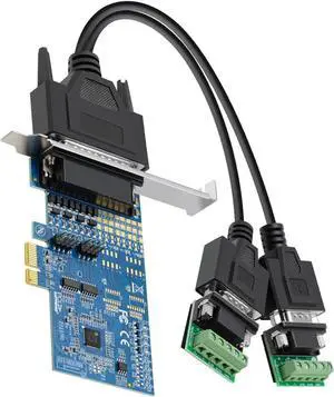 PCIE to 2 Ports RS-485/422 Serial Card with 1-to-2 Serial Ports Cable,Terminal Blocks,Expansion Card with 2 DB9 Connectors COM Ports Adapter Card Support Windows 10/8.1/8/7,with AX99100 Chip PCIE to 2 Ports RS-485/422 Serial Card with 1-to-2 Serial Ports Cable,Terminal Blocks,Expansion Card with 2 DB9 Connectors COM Ports Adapter Card Support Windows 10/8.1/8/7,with AX99100 Chip