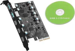 20 Gbps PCIe to USB 3.2 Gen 2 Expansion Card, 5 Ports 2 USB-A 3 USB-C 20 Gbps PCIe to USB 3.2 Gen 2 Expansion Card, 5 Ports 2 USB-A 3 USB-C
