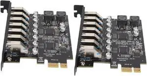 2X 7-Port USB3.2 Gen1 PCIe Expansion Card Black, 5Gbps, PCIe x1 Interface, Driver Included, Works on WinXP to Win11 & Linux 2X 7-Port USB3.2 Gen1 PCIe Expansion Card Black, 5Gbps, PCIe x1 Interface, Driver Included, Works on WinXP to Win11 & Linux