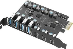 Metal USB 3.1 PCIe Card 4 USB a and 3 Type C Port 20Gbps Speed for High Data Transmission PCIe to Adapter Metal USB 3.1 PCIe Card 4 USB a and 3 Type C Port 20Gbps Speed for High Data Transmission PCIe to Adapter