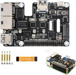 PCIe to USB 3.2 Gen1 /2.5G ETH/M.2 NVMe Adapter Compatible with Raspberry Pi 5, Supports 2230/2242/2260/2280 NVMe M.2 Solid State Drive,Dual 2.5G Ethernet Ports &Dual USB 3.2 Ports & M.2 NVMe Slot PCIe to USB 3.2 Gen1 /2.5G ETH/M.2 NVMe Adapter Compatible with Raspberry Pi 5, Supports 2230/2242/2260/2280 NVMe M.2 Solid State Drive,Dual 2.5G Ethernet Ports &Dual USB 3.2 Ports & M.2 NVMe Slot