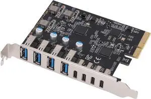 Gugxiom PCIe to USB 3.2 Gen 2 Card, USB PCIe Card with 4xType C 4xType A Ports, PCI Express Expansion for Win System Desktop PC Gugxiom PCIe to USB 3.2 Gen 2 Card, USB PCIe Card with 4xType C 4xType A Ports, PCI Express Expansion for Win System Desktop PC