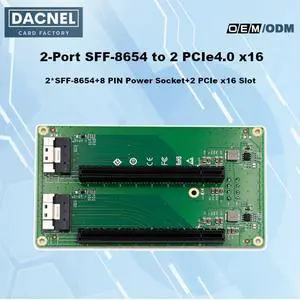 PCIe 4.0 Dual Port Adapter Card, SFF-8654 to 2X PCIe x16 Slots, 8-Pin Power PCIe 4.0 Dual Port Adapter Card, SFF-8654 to 2X PCIe x16 Slots, 8-Pin Power