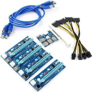PCIe 1X to 4X Riser Card, PCI Express 16X Slots, USB 3.0 Cable, Compatible with Desktop, Windows, Linux PCIe 1X to 4X Riser Card, PCI Express 16X Slots, USB 3.0 Cable, Compatible with Desktop, Windows, Linux