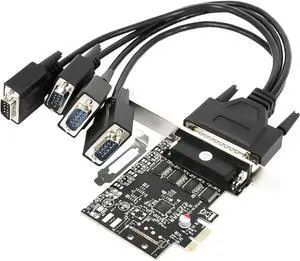 PCIe 4 Port Adapter Card with Cable for Low Slot Computers Full Slot Compatible PCIe 4 Port Adapter Card with Cable for Low Slot Computers Full Slot Compatible