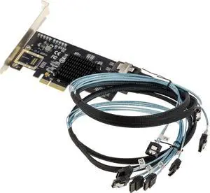 KALEA-INFORMATIQUE PCIe x4 Controller Card for 8 SATA 3 6G Drives with SFF-8087 Connectors and MiniSAS to SATA Cords Marvell Chipset 88SE9215 KALEA-INFORMATIQUE PCIe x4 Controller Card for 8 SATA 3 6G Drives with SFF-8087 Connectors and MiniSAS to SATA Cords Marvell Chipset 88SE9215
