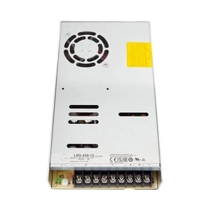 LRS-450-12 450W 12V 37.5A Industrial Switching Power Supply - 90% Efficiency, 1U Low Profile, 90-264VAC, Active PFC, Full Protections, 5G Vibration Resistant LRS-450-12 450W 12V 37.5A Industrial Switching Power Supply - 90% Efficiency, 1U Low Profile, 90-264VAC, Active PFC, Full Protections, 5G Vibration Resistant