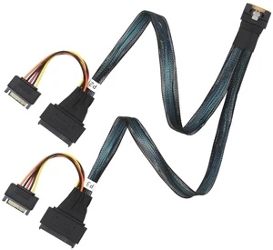 SlimSAS SFF-8654 8i to Dual U.2 SFF-8639 NVMe Cable 0.5M SlimSAS SFF-8654 8i to Dual U.2 SFF-8639 NVMe Cable 0.5M