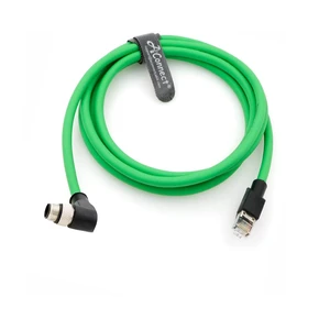 M12 D-Code Right Angle 4 Pin Male to RJ45 Shielded Cat5e Flexible Ethernet Waterproof Cable for Cognex Industrial Camera 2M M12 D-Code Right Angle 4 Pin Male to RJ45 Shielded Cat5e Flexible Ethernet Waterproof Cable for Cognex Industrial Camera 2M