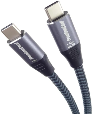PremiumCord 1.5m USB-C to USB-C Cable, 5A/100W Charging, 480Mbit/s Data, Black/Grey PremiumCord 1.5m USB-C to USB-C Cable, 5A/100W Charging, 480Mbit/s Data, Black/Grey