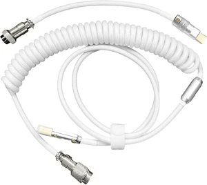 5ft Keyboard Cable Gaming PC's Mechanical Aviator Classic Coiled Cable USB-C Cable, Customized Metal Plug with Detachable Connector, USB-C GX-16 Mod Pro USB-A to USB-C White 5ft Keyboard Cable Gaming PC's Mechanical Aviator Classic Coiled Cable USB-C Cable, Customized Metal Plug with Detachable Connector, USB-C GX-16 Mod Pro USB-A to USB-C White