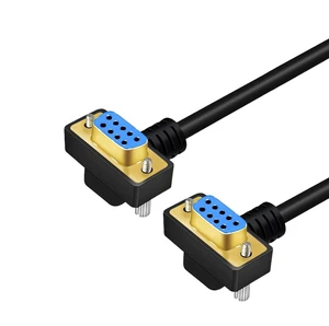 DB9 Female to Female 270 Degree Right Angle RS232 Serial Extension Cable, 9-Pin COM Port Cable for PC, POS, Industrial Equipment (Gold Plated, 5Meters) DB9 Female to Female 270 Degree Right Angle RS232 Serial Extension Cable, 9-Pin COM Port Cable for PC, POS, Industrial Equipment (Gold Plated, 5Meters)