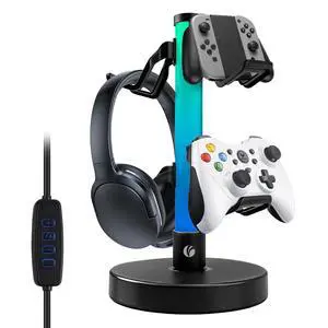 Headphone Stand with 17 Light Modes, Gaming Controller Holder with Remote Control, PC Gaming Accessories for Desk, Universal Organizer Headpsets/Xbox/PS5 Headset Stand Gamer Gifts Headphone Stand with 17 Light Modes, Gaming Controller Holder with Remote Control, PC Gaming Accessories for Desk, Universal Organizer Headpsets/Xbox/PS5 Headset Stand Gamer Gifts