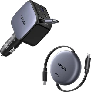 60W 2C1A Retractable Car Charger Bundle with 100W Retractable USB C Cable 60W 2C1A Retractable Car Charger Bundle with 100W Retractable USB C Cable