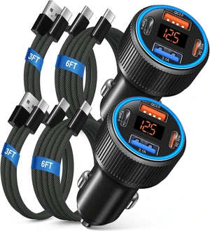 65W 4 Port Super Fast Type C Car Charger USB C for S26 S25+ A16 A17 65W 4 Port Super Fast Type C Car Charger USB C for S26 S25+ A16 A17