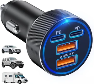 USB C Car Charger 90W Fast Cigarette Lighter Adapter 30% Faster Charging USB C Car Charger 90W Fast Cigarette Lighter Adapter 30% Faster Charging