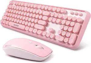 Pink Wireless Keyboard and Mouse Combo,Cute Typewriter Style,for Long Nails | Bubble Round Keys,Ergonomic Computer Keyboard,ASMR Clicky Sound,2.4Ghz USB Receiver,Full Size with Number for PC Laptop Pink Wireless Keyboard and Mouse Combo,Cute Typewriter Style,for Long Nails | Bubble Round Keys,Ergonomic Computer Keyboard,ASMR Clicky Sound,2.4Ghz USB Receiver,Full Size with Number for PC Laptop