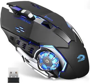 Uciefy Q85 Rechargeable Wireless Gaming Mouse, Ergonomic Silent Mouse Black | 2.4GHz Optical, Quiet Click, 4 LED Light, Side Buttons, 3 Adjustable DPI, Ergonomic, Auto Sleeping, USB Receiver, Cordless Uciefy Q85 Rechargeable Wireless Gaming Mouse, Ergonomic Silent Mouse Black | 2.4GHz Optical, Quiet Click, 4 LED Light, Side Buttons, 3 Adjustable DPI, Ergonomic, Auto Sleeping, USB Receiver, Cordless