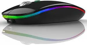 Uiosmuph LED Wireless Mouse, G12 Slim Rechargeable Silent Mouse - Black | 2.4GHz Optical, USB C Charging, Quiet Click, LED, Portable, 1600DPI, USB Receiver, Type C Adapter, Cordless, for Laptop/Mac Uiosmuph LED Wireless Mouse, G12 Slim Rechargeable Silent Mouse - Black | 2.4GHz Optical, USB C Charging, Quiet Click, LED, Portable, 1600DPI, USB Receiver, Type C Adapter, Cordless, for Laptop/Mac