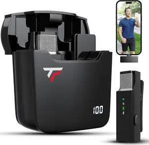 Wireless Lavalier Microphone for iPhone and All Devices - Single 2.4Ghz Mic, Audio w/Noise Canceling - Long Range Up to 175ft - Easy to Use for Video Recording, Podcast Wireless Lavalier Microphone for iPhone and All Devices - Single 2.4Ghz Mic, Audio w/Noise Canceling - Long Range Up to 175ft - Easy to Use for Video Recording, Podcast