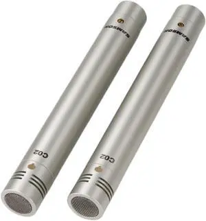 SAMSON C02 Pencil Condenser Microphones | Supercardioid stereo pair with XLR connector and shock mounts for recording, performance and instrument miking SAMSON C02 Pencil Condenser Microphones | Supercardioid stereo pair with XLR connector and shock mounts for recording, performance and instrument miking